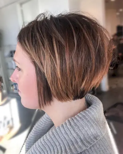 Cute Long Pixie with Mocha Balayage Highlights