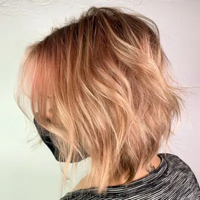 Short Shaggy Rose Gold Balayage