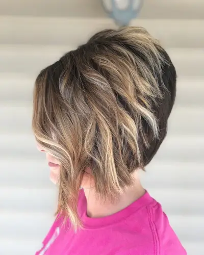 Sassy Angled Bob Balayage for Very Short Hair