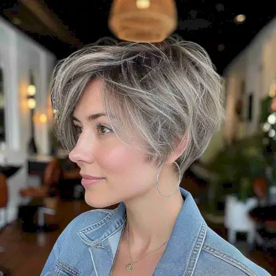 Amazing Ear-Length Silver Balayage