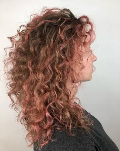 Rose Gold Accents for Curly Hair