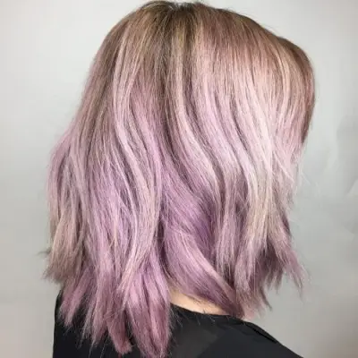 Light Ashy Blonde Ombre to Violet on Short Hair