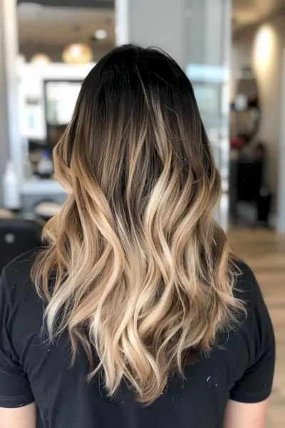 Elegant Ombre Waves from Dark Brown to Beach Blonde