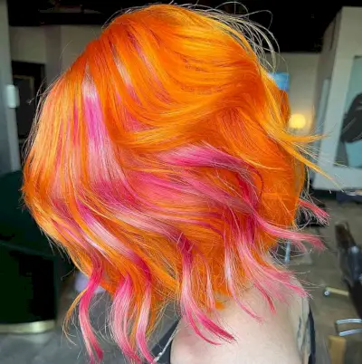 Orange Waves with Hints of Pink Hair color