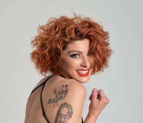 Darker Orange Curly Bob