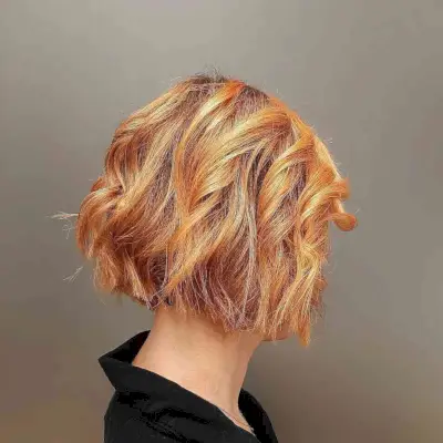 Orange Bob with Beach Waves