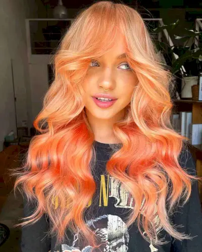 Long Wavy Pastel Orange Hairstyle