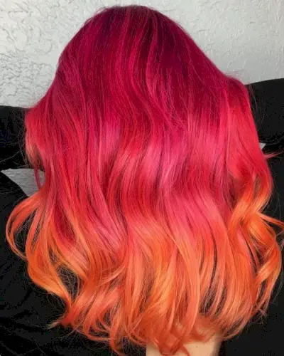 Magnificent Magenta to Bright Orange Hair Color