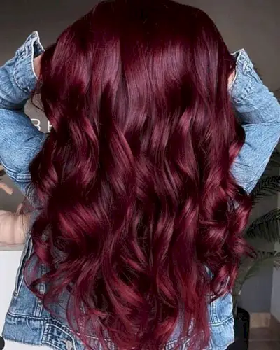 Black Cherry Red Hair with Sexy Curls on long hair