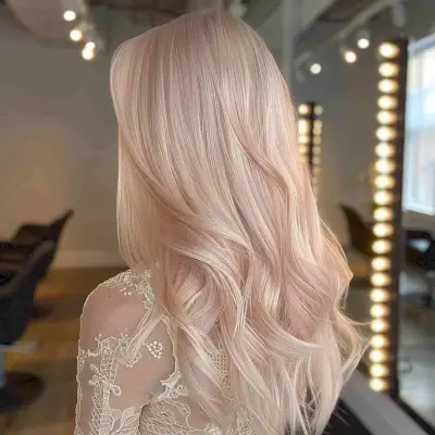 Blush champagne blonde hair