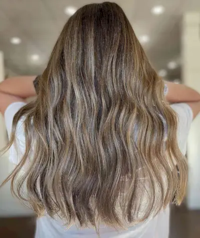 Beautiful Light Brown Hair with Platinum Highlights and a Partial Balayage