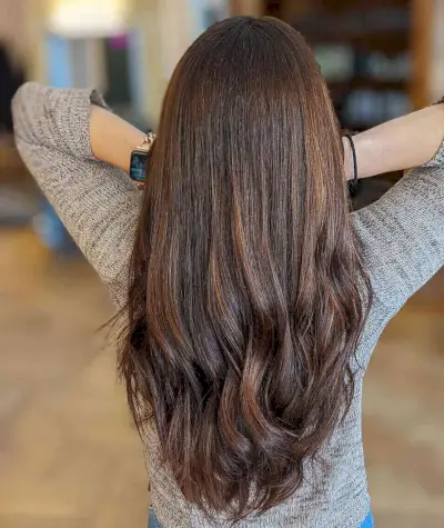 Soft Balayage on Brunette Hair with Partial Balayage