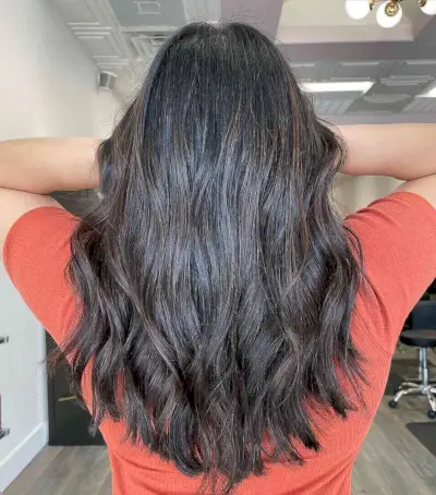 Subtle Highlights and Partial Balayage on Dark Hair