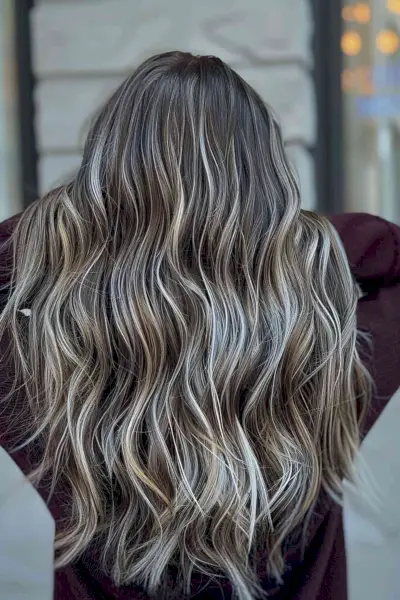 Long Thick Hair with Ash and Platinum Blonde Highlights