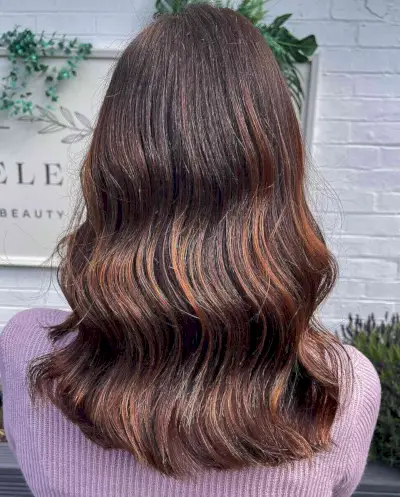 Fun Copper Partial Balayage Highlights