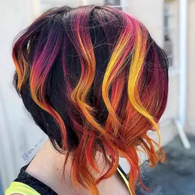 Black Hair with Contrasting Colors