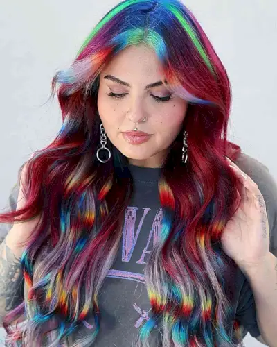 Rainbow-Colored Layers Hair color Idea
