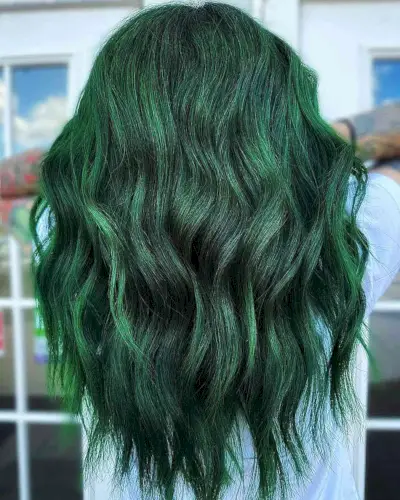 Emerald and Lighter Green Tones Hair
