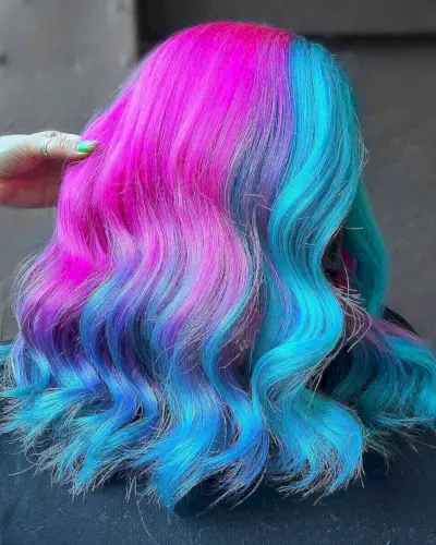 Melted Blue and Pink Hair Color Idea