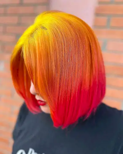 Yellow to Orange to Bright Red Hair Color