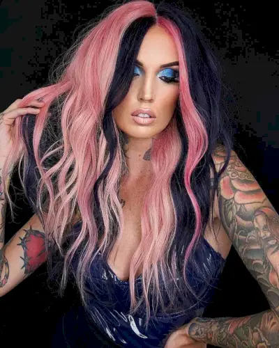 Long Pink and Navy Blue Waves Color Idea