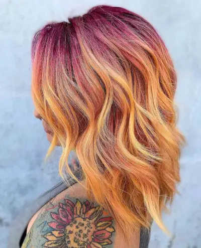 Pink to Orange Hair Color Idea