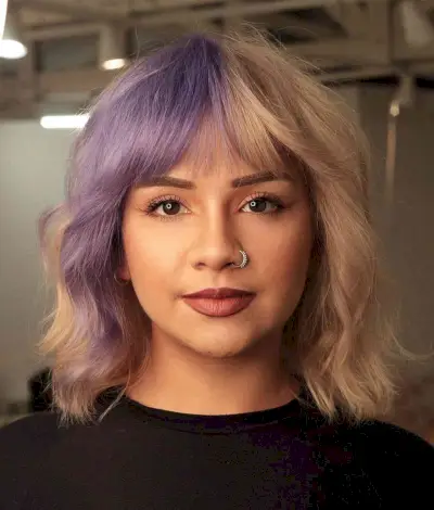 Half Lavender Half Blonde Color Block