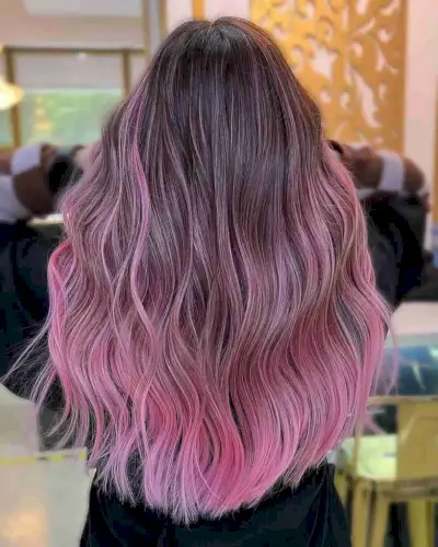 Face-Framing Pink Balayage Ombre Hair