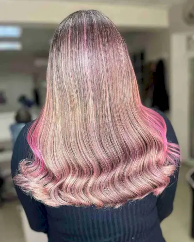 Ash Blonde Babylights with Hints of Pink Balayage