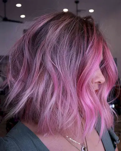 Barbie Pink Balayage Hair for girls with mid-length wavy hair