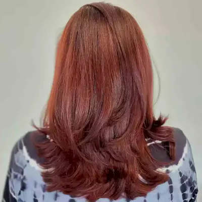 Cherry Auburn Color and Medium-Length Layers