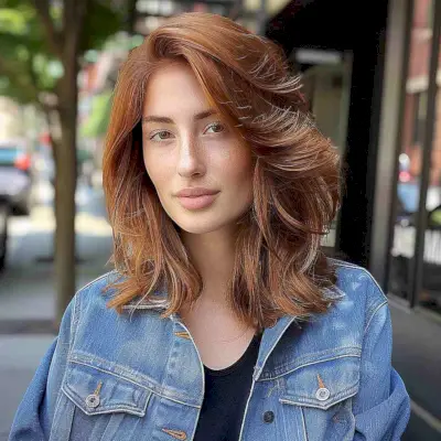 brown auburn on medium-length hair