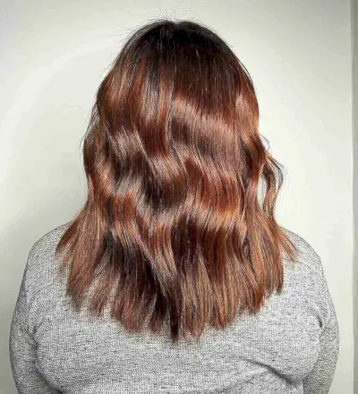 Shiny Auburn Hair with Dark Roots