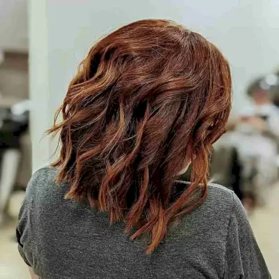 Auburn Red-Brown Choppy Long Bob
