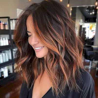 Brown hair with auburn highlights