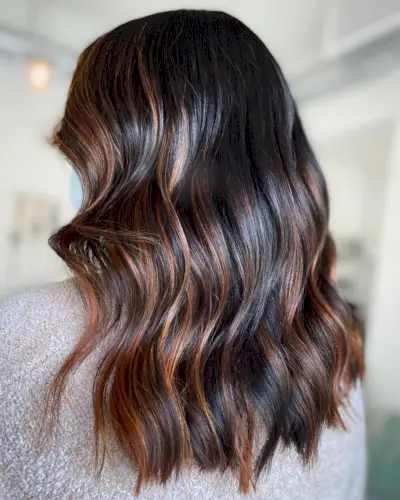 Copper Highlights on Black Hair Color