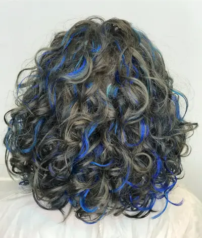 Streaks Dark Royal Blue on Dark Hair