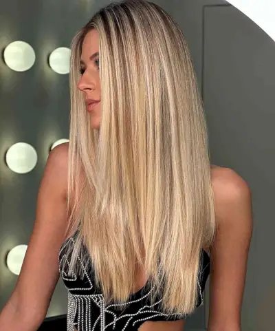 Vanilla Toffee Blonde Balayage on Straight Hair