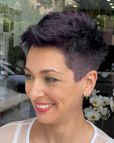 Dark violet-amethyst pixie for girls with short hair
