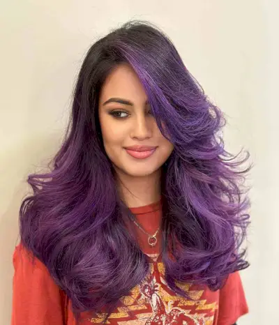 Amazing Blowout for Long Thick Violet Hair