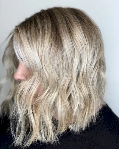 Creamy Blonde on Collarbone-Length Long Bob