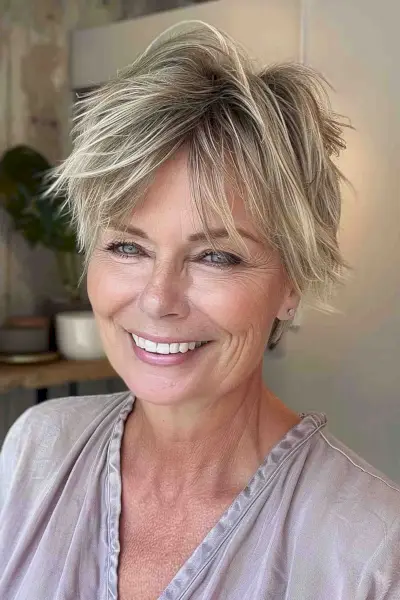 Medium blonde layered hair for women over 50