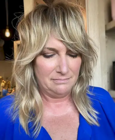 Medium blonde shag for older women