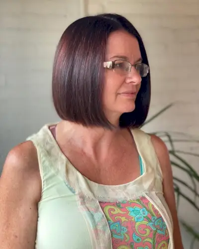 Chic burgundy lowlights for older women