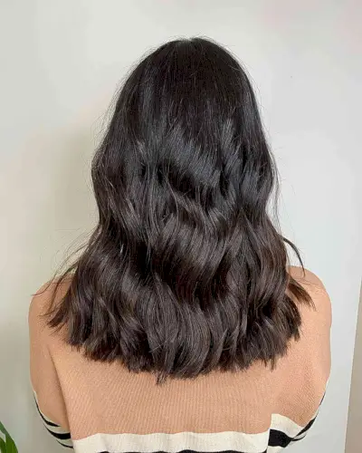 Medium-Length Choco Balayage for Natural Dark Hair