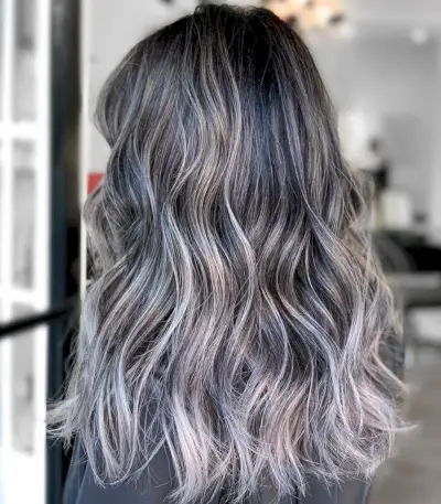 Amazing Silver Highlights on Black Hair