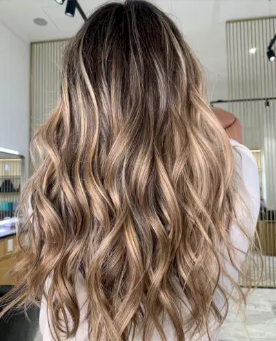 Youthful Golden Highlights on Black Hair