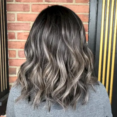 Alluring White Blonde Highlights on Black Hair