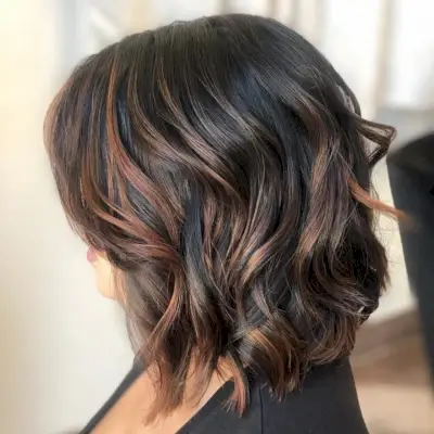 Cute Copper Highlights on Black Hair