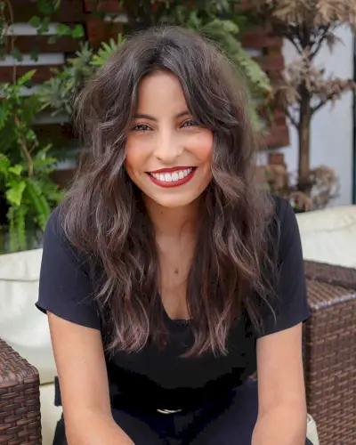 long brunette brown hair with waves